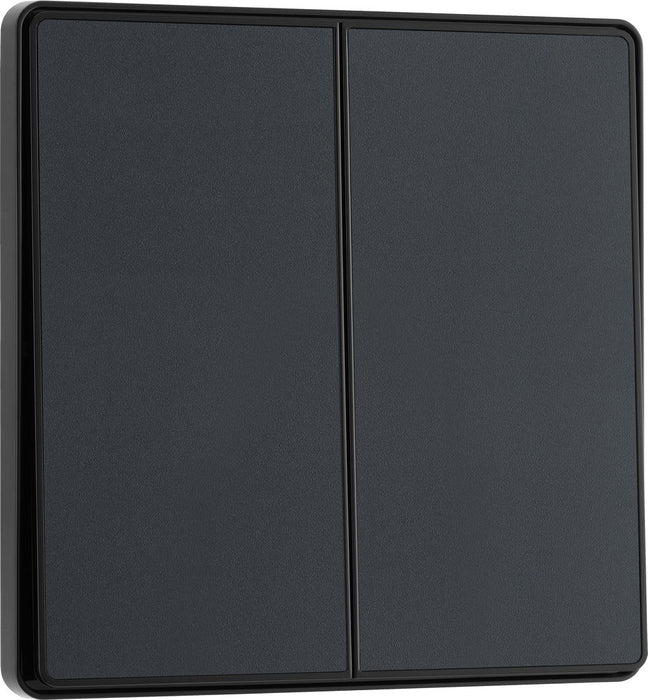 BG Evolve PCDMG42EB 20A 16AX 2 Way Double Light Switch, Edge to Edge Rocker - Matt Grey (Black) - westbasedirect.com