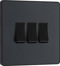 BG Evolve PCDMG43B 20A 16AX 2 Way Triple Light Switch - Matt Grey (Black)