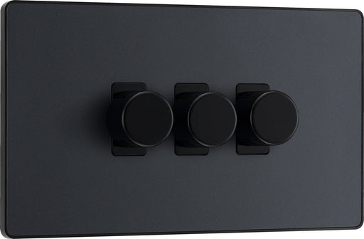 BG Evolve PCDMG83B 2-Way Trailing Edge LED 200W Triple Dimmer Switch Push On/Off - Matt Grey (Black) - westbasedirect.com