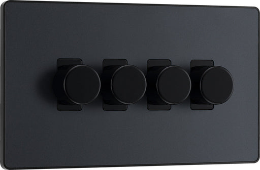 BG Evolve PCDMG84B 2-Way Trailing Edge LED 200W Quadruple Dimmer Switch Push On/Off - Matt Grey (Black) - westbasedirect.com