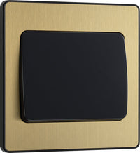 BG Evolve PCDSB12WB 20A 16AX 2 Way Single Light Switch, Wide Rocker - Satin Brass (Black)