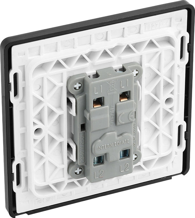 BG Evolve PCDSB13B 20A 16AX Single Intermediate Light Switch - Satin Brass (Black) - westbasedirect.com