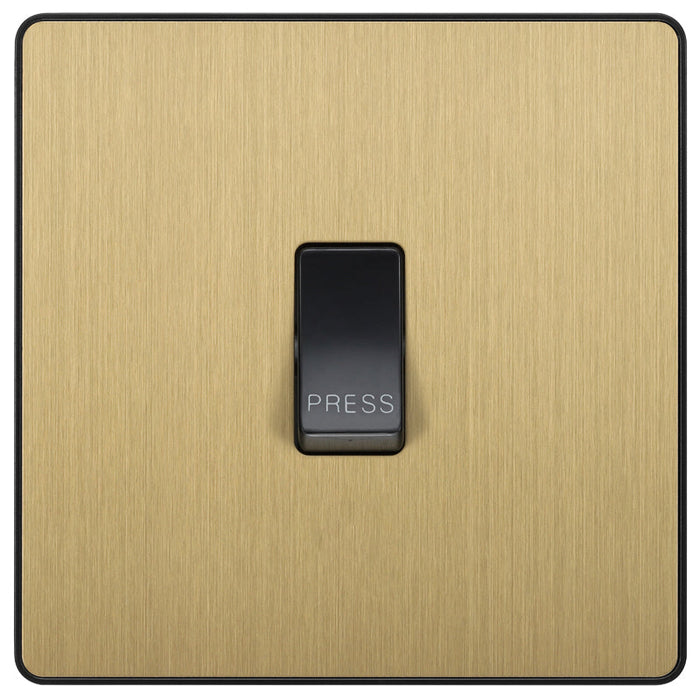 BG Evolve PCDSB14B 10A Single Press Switch - Satin Brass (Black) - westbasedirect.com