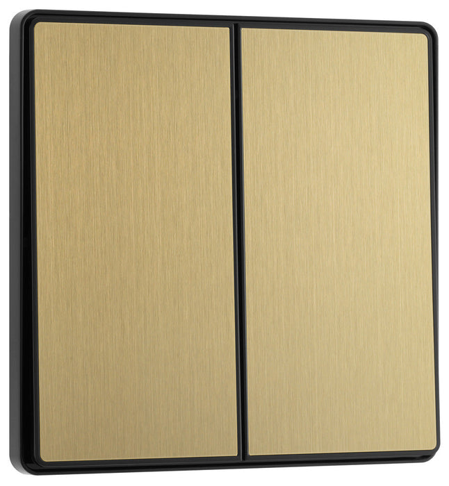 BG Evolve PCDSB42EB 20A 16AX 2 Way Double Light Switch, Edge to Edge Rocker - Satin Brass (Black) - westbasedirect.com