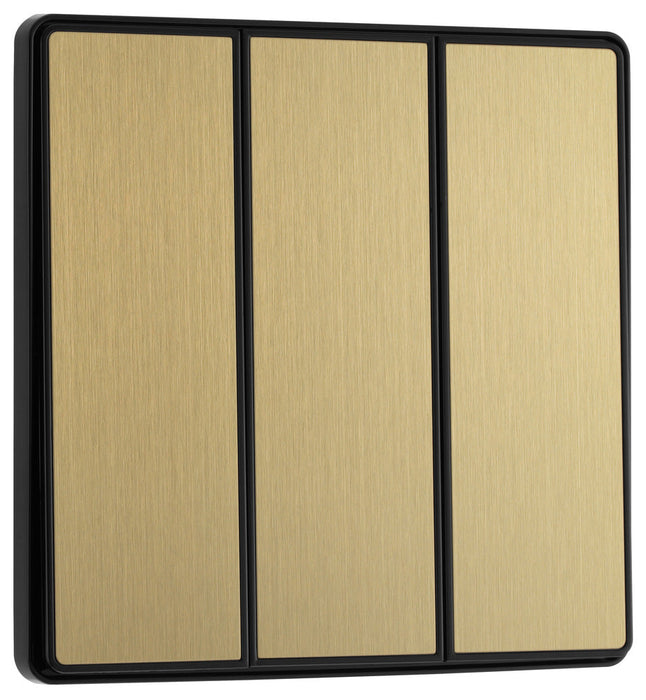 BG Evolve PCDSB43EB 20A 16AX 2 Way Triple Light Switch, Edge to Edge Rocker - Satin Brass (Black) - westbasedirect.com
