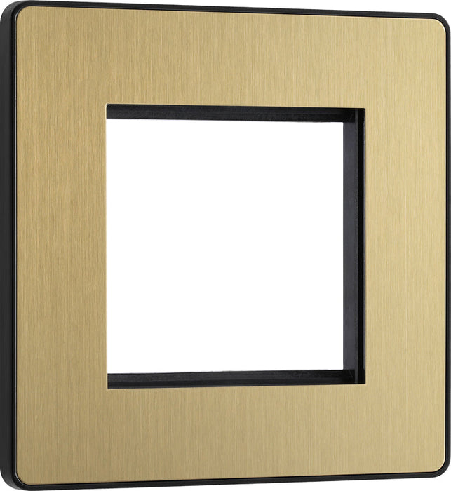 BG Evolve PCDSBEMS2B Twin Euro Module Aperture Single Front Plate (50 x 50) - Satin Brass (Black) - westbasedirect.com