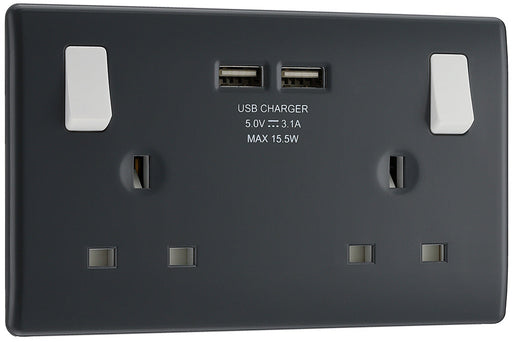 BG Part M PM22U3 13A Double Socket + 2x USB - westbasedirect.com