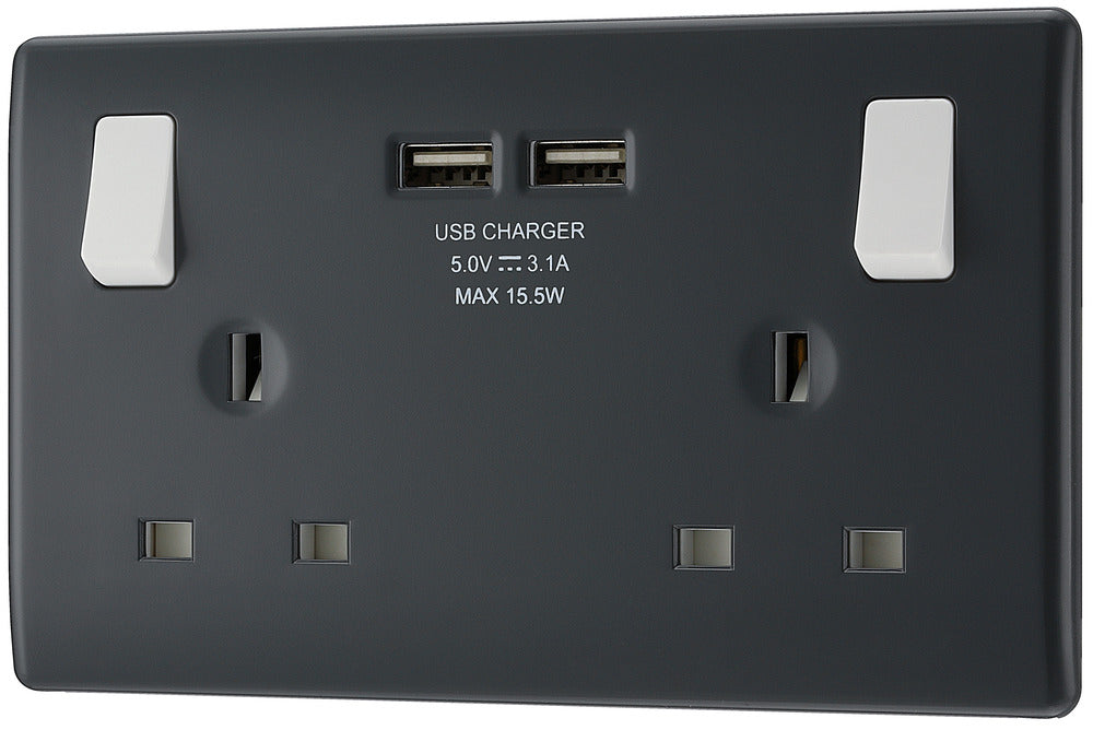 BG Part M PM22U3 13A Double Socket + 2x USB - westbasedirect.com
