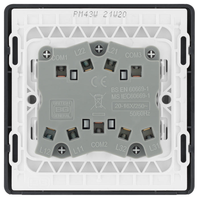 BG Part M PM43W Triple Light Switch 10A Wide Rocker - westbasedirect.com