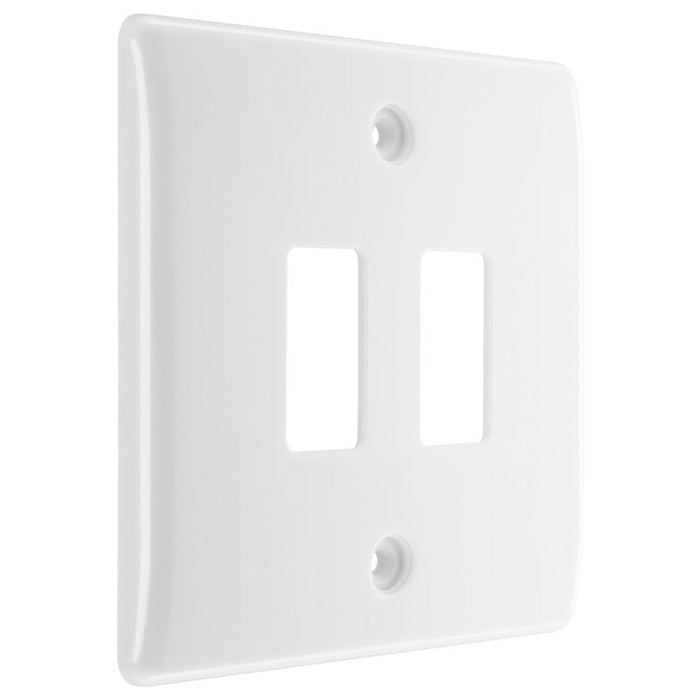BG R82 White Moulded 2G Grid Front Plate - White - westbasedirect.com