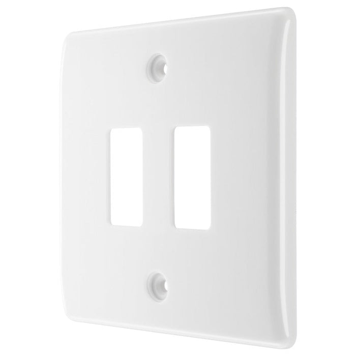 BG R82 White Moulded 2G Grid Front Plate - White - westbasedirect.com