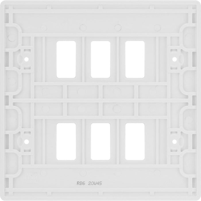 BG R86 White Moulded 6G Grid Front Plate - White - westbasedirect.com