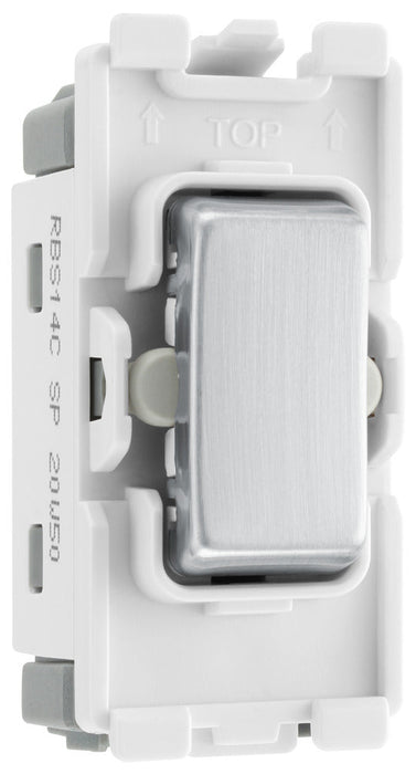 BG RBS14C Nexus Grid 20A SP 2-Way Retractive (PRESS) Centre Off - Brushed Steel - westbasedirect.com