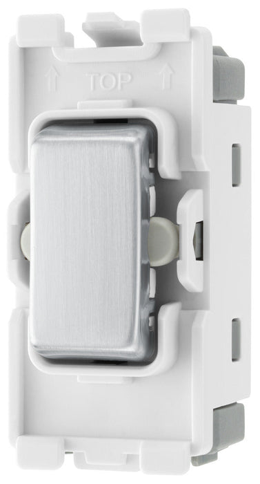 BG RBS14C Nexus Grid 20A SP 2-Way Retractive (PRESS) Centre Off - Brushed Steel - westbasedirect.com
