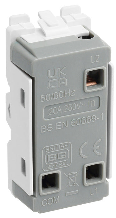 BG RBS14C Nexus Grid 20A SP 2-Way Retractive (PRESS) Centre Off - Brushed Steel - westbasedirect.com