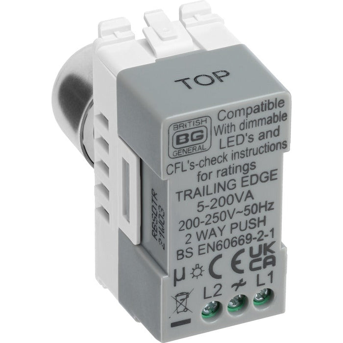 BG RBSDTR Nexus Grid Dimmer 2-Way 200W Trailing Edge - Brushed Steel - westbasedirect.com