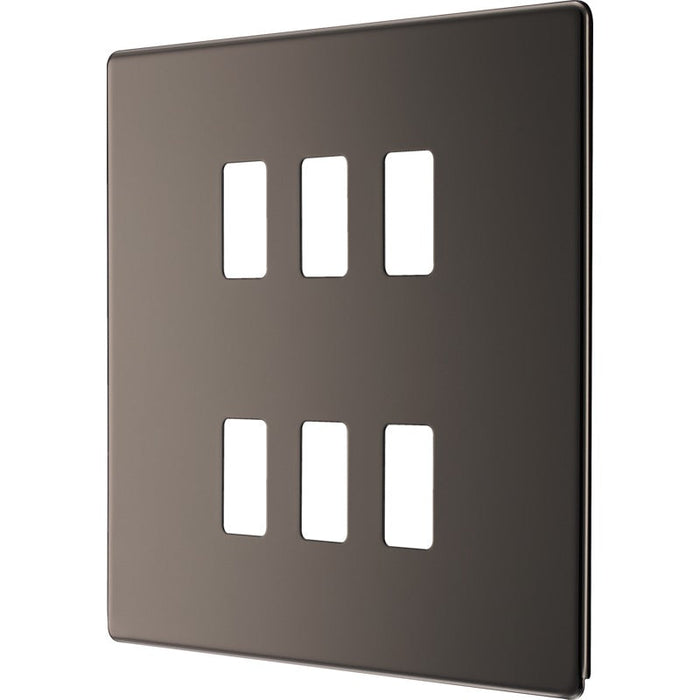 BG RFBN6 Flatplate Screwless 6G Grid Front Plate - Black Nickel - westbasedirect.com
