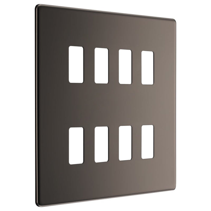 BG RFBN8 Flatplate Screwless 8G Grid Front Plate - Black Nickel - westbasedirect.com