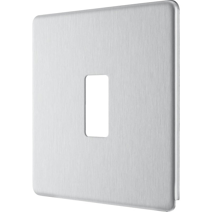BG RFBS1 Flatplate Screwless 1G Grid Front Plate - Brushed Steel - westbasedirect.com