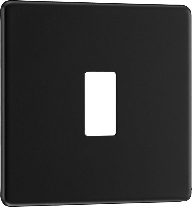 BG RFFB1 Flatplate Screwless 1G Grid Front Plate - Matt Black - westbasedirect.com