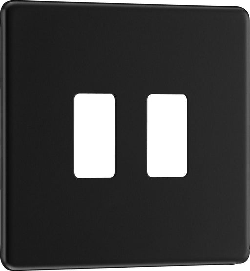 BG RFFB2 Flatplate Screwless 2G Grid Front Plate - Matt Black - westbasedirect.com