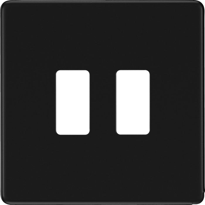 BG RFFB2 Flatplate Screwless 2G Grid Front Plate - Matt Black - westbasedirect.com