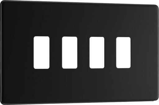 BG RFFB4 Flatplate Screwless 4G Grid Front Plate - Matt Black - westbasedirect.com