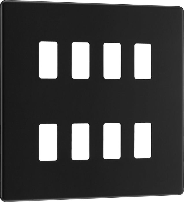 BG RFFB8 Flatplate Screwless 8G Grid Front Plate - Matt Black - westbasedirect.com