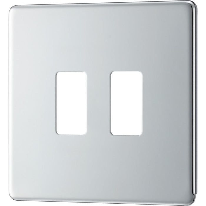 BG RFPC2 Flatplate Screwless 2G Grid Front Plate - Polished Chrome - westbasedirect.com