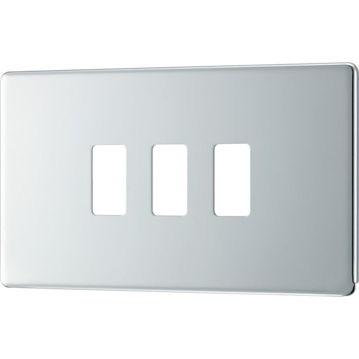 BG RFPC3 Flatplate Screwless 3G Grid Front Plate - Polished Chrome - westbasedirect.com