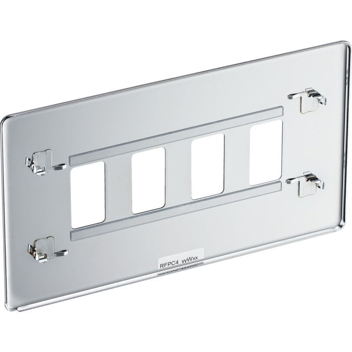 BG RFPC4 Flatplate Screwless 4G Grid Front Plate - Polished Chrome - westbasedirect.com