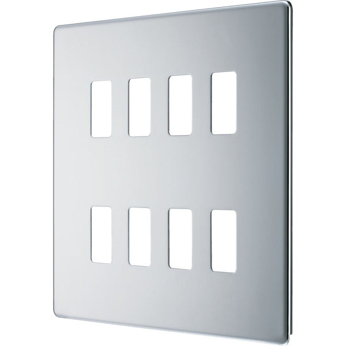 BG RFPC8 Flatplate Screwless 8G Grid Front Plate - Polished Chrome - westbasedirect.com
