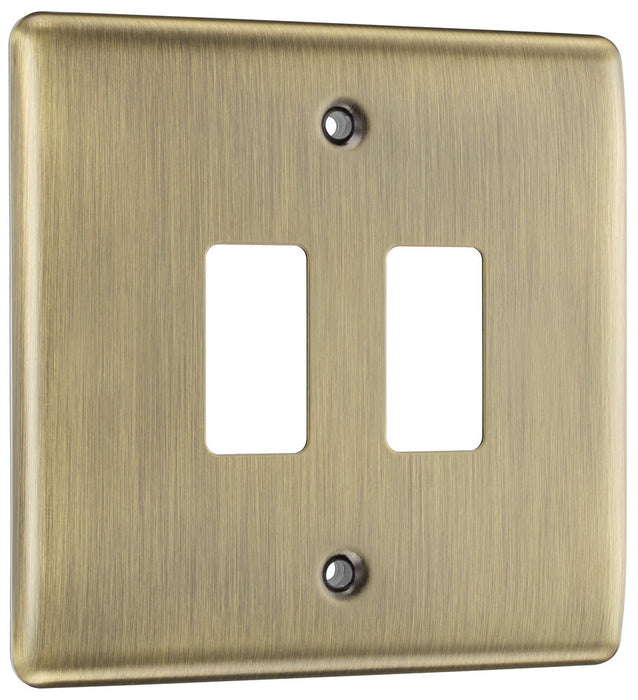 BG RNAB2 Nexus Metal 2G Grid Front Plate - Antique Brass - westbasedirect.com