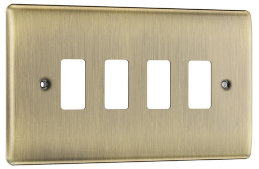 BG RNAB4 Nexus Metal 4G Grid Front Plate - Antique Brass - westbasedirect.com