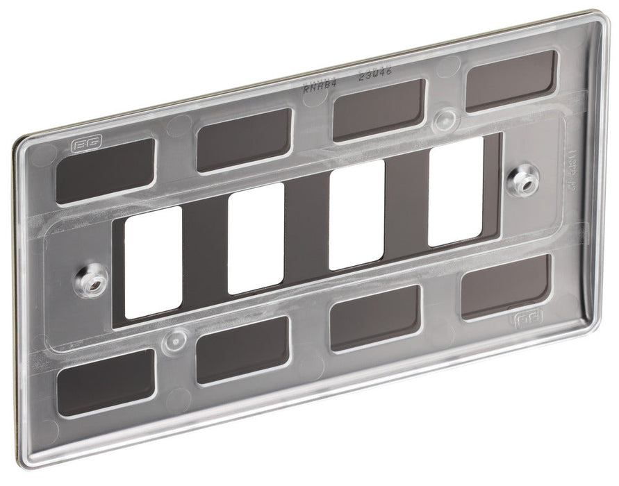 BG RNAB4 Nexus Metal 4G Grid Front Plate - Antique Brass - westbasedirect.com