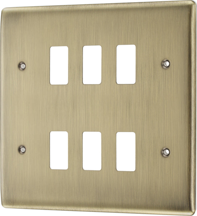 BG RNAB6 Nexus Metal 6G Grid Front Plate - Antique Brass - westbasedirect.com