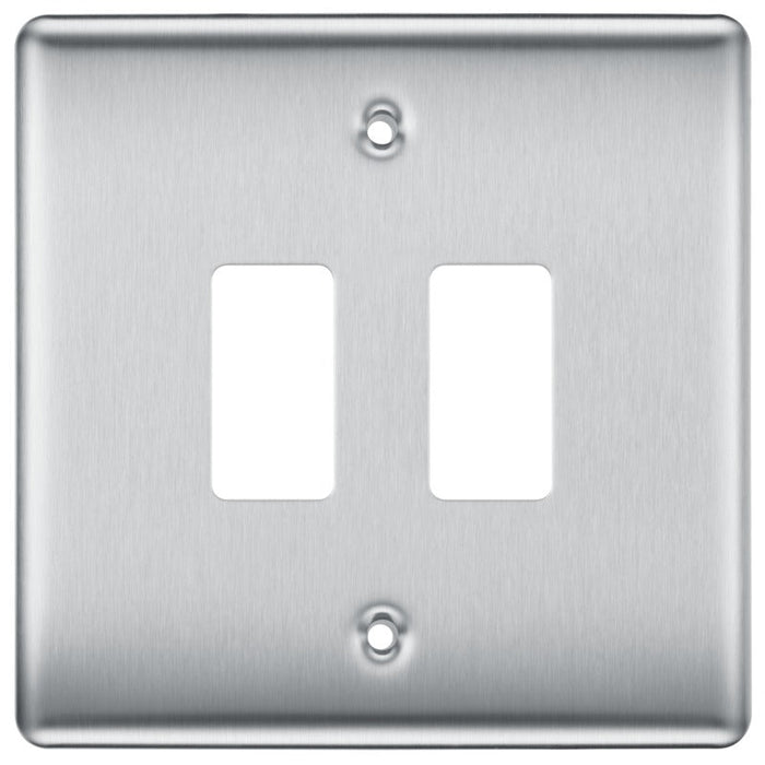 BG RNBS2 Nexus Metal 2G Grid Front Plate - Brushed Steel - westbasedirect.com