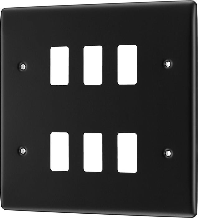 BG RNFB6 Nexus Metal 6G Grid Front Plate - Matt Black - westbasedirect.com