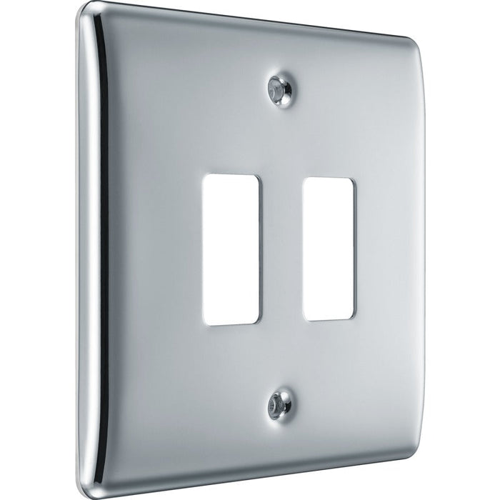 BG RNPC2 Nexus Metal 2G Grid Front Plate - Polished Chrome - westbasedirect.com