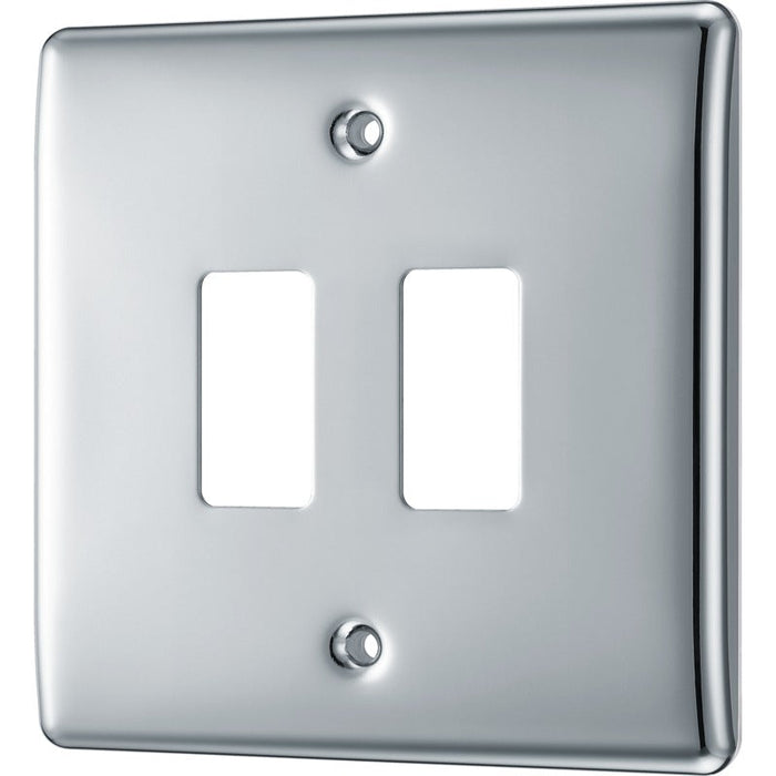 BG RNPC2 Nexus Metal 2G Grid Front Plate - Polished Chrome - westbasedirect.com