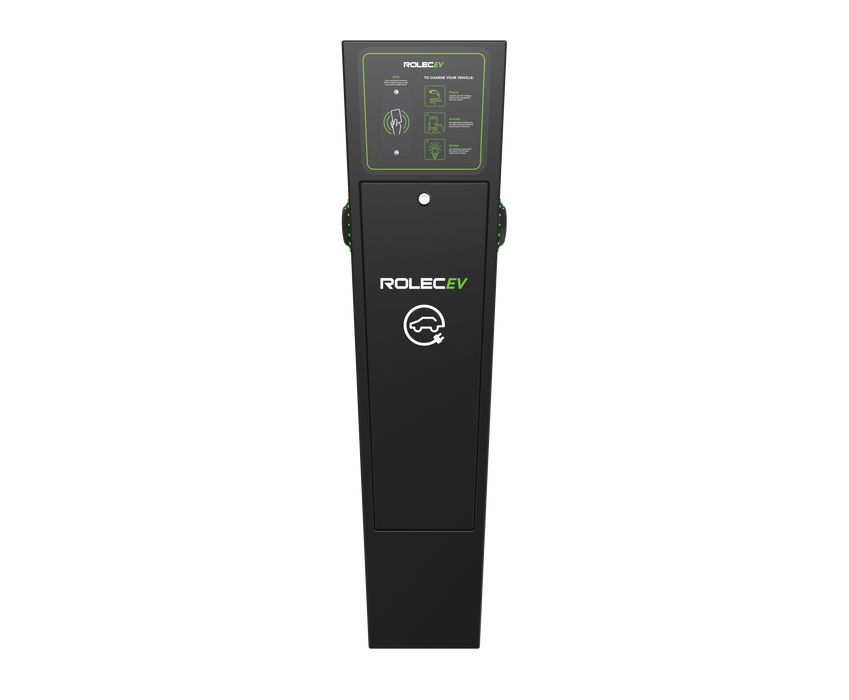Rolec ROLEC0021B AutoCharge Smart EV Charging Pedestal - 2x up to 7.4kw Type 2 Sockets - Black - westbasedirect.com