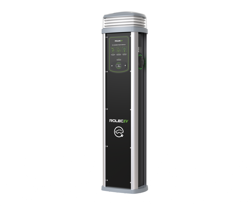 Rolec ROLEC0421B Quantum Smart EV Charging Pedestal - 2x up to 7.4kw Type 2 Sockets - Black - westbasedirect.com