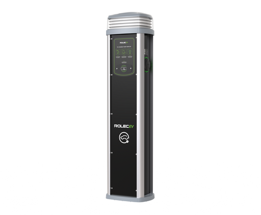 Rolec ROLEC0423B Quantum Smart EV Charging Pedestal - 2x up to 22kW 3PH Type 2 Sockets - Black - westbasedirect.com