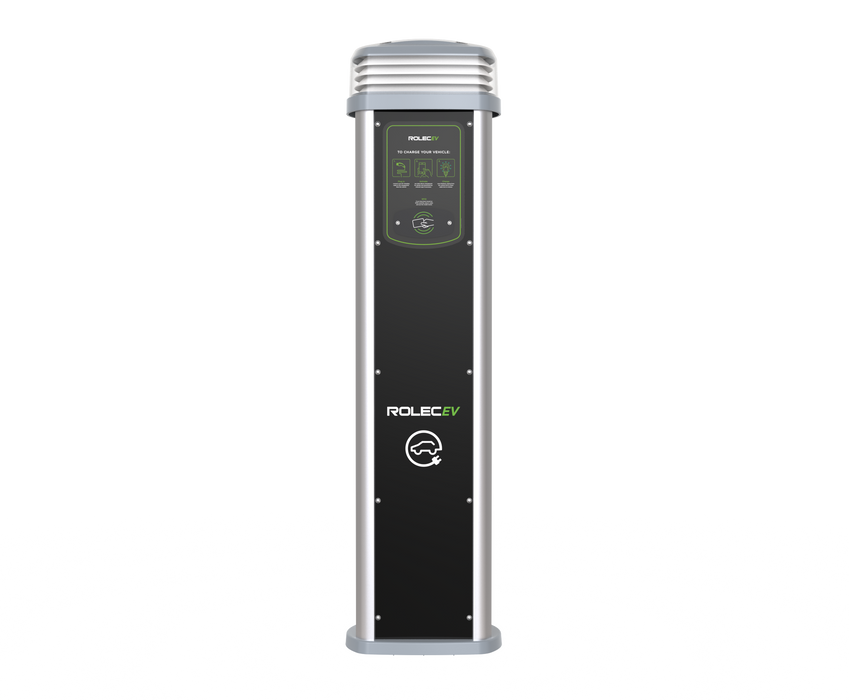 Rolec ROLEC0423B Quantum Smart EV Charging Pedestal - 2x up to 22kW 3PH Type 2 Sockets - Black - westbasedirect.com