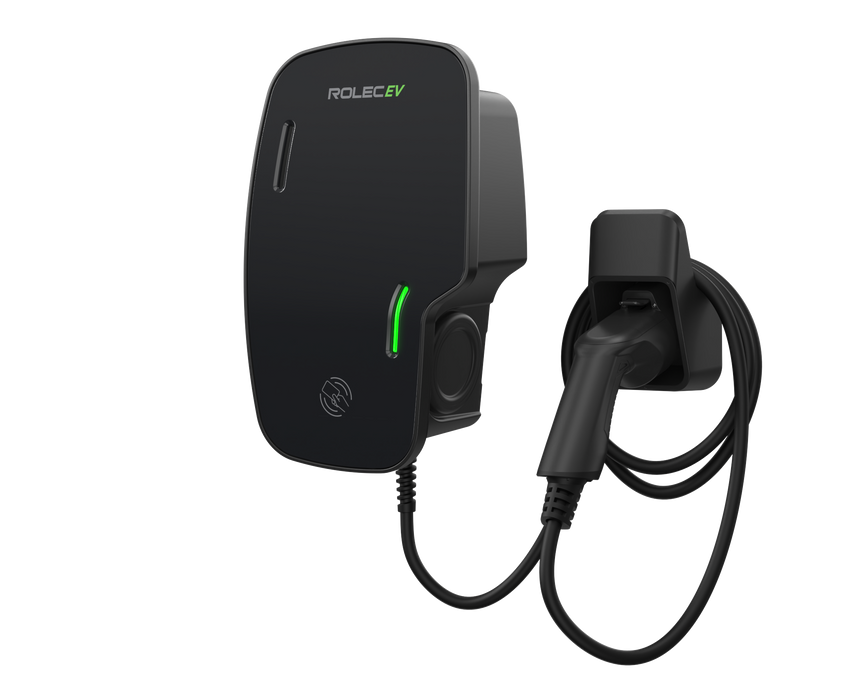Rolec ROLEC3140B Zura Smart EV Charger - 1 x up to 7.4kw Type 2 5m Tethered - Black - westbasedirect.com