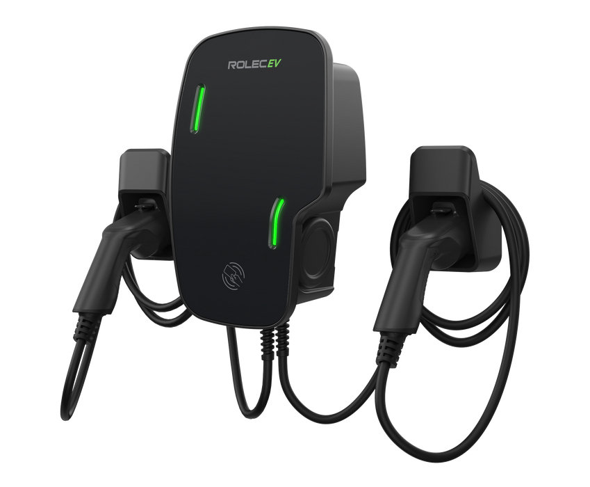 Rolec ROLEC3150B Zura Smart EV Charger - 2 x up to 7.4kw Type 2 5m Tethered - Black - westbasedirect.com