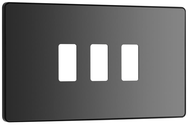 BG Evolve RPCDBC3B 3G Grid Front Plate - Black Chrome (Black) - westbasedirect.com