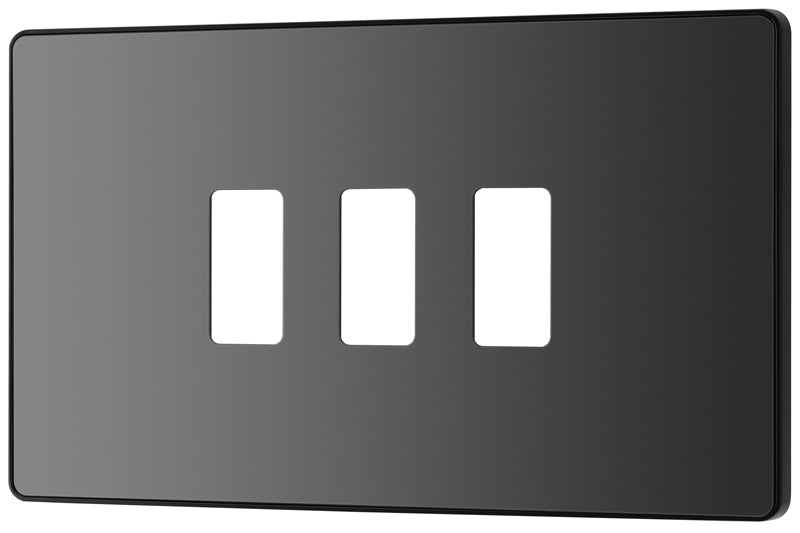 BG Evolve RPCDBC3B 3G Grid Front Plate - Black Chrome (Black) - westbasedirect.com
