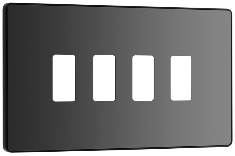 BG Evolve RPCDBC4B 4G Grid Front Plate - Black Chrome (Black) - westbasedirect.com