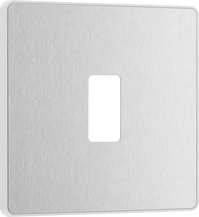 BG Evolve RPCDBS1W 1G Grid Front Plate - Brushed Steel (White) - westbasedirect.com